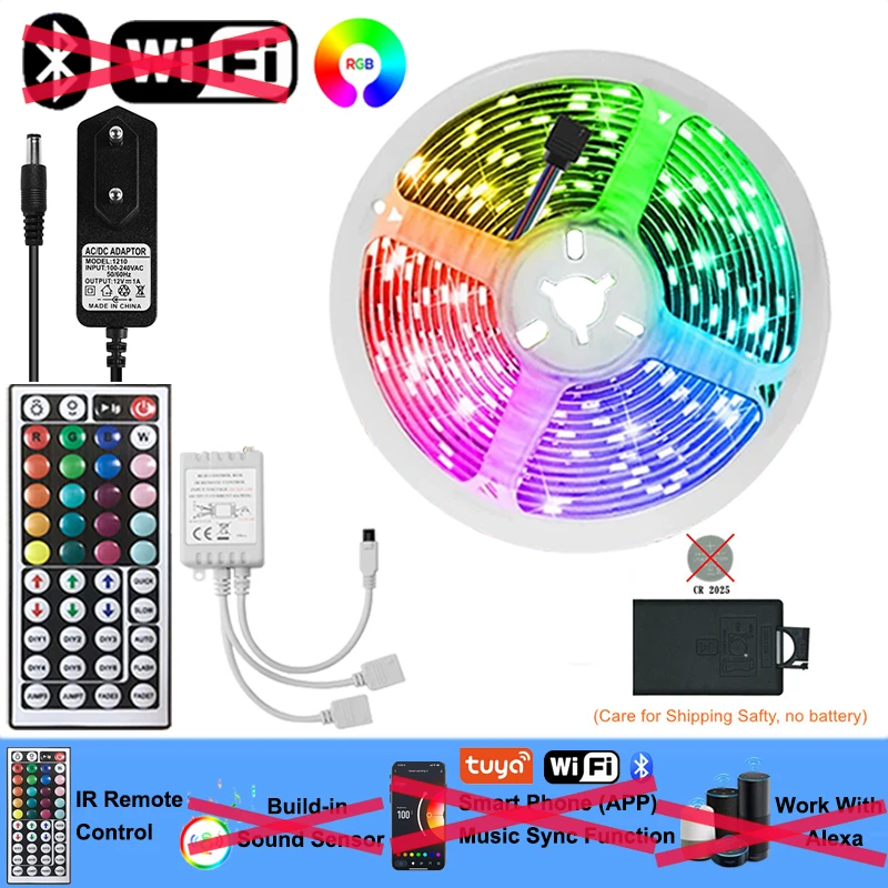 WiFi LED Strip Verlichting 5-30 M 220 V 110 V RGB 5050 Tape Lamp Alexa Bluetooth Rgb Led verlichting Strips Kerst Decoratie Verlichting
