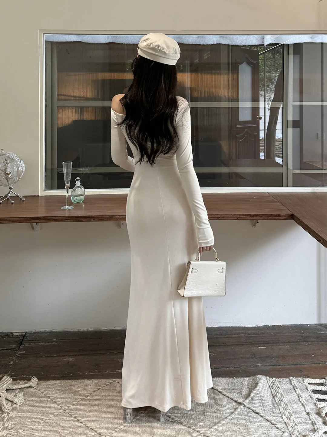 Elegant Asymmetrical Lace Beige Bodycon Dress Sexy One-shoulder High-end Evening Gown Autumn Women's Party Prom Vestidos Robe