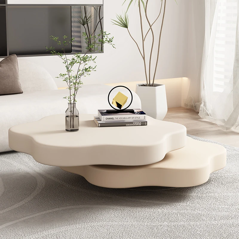 Cream style coffee table Nordic high sense designer 2023 new rotatable home living room coffee table