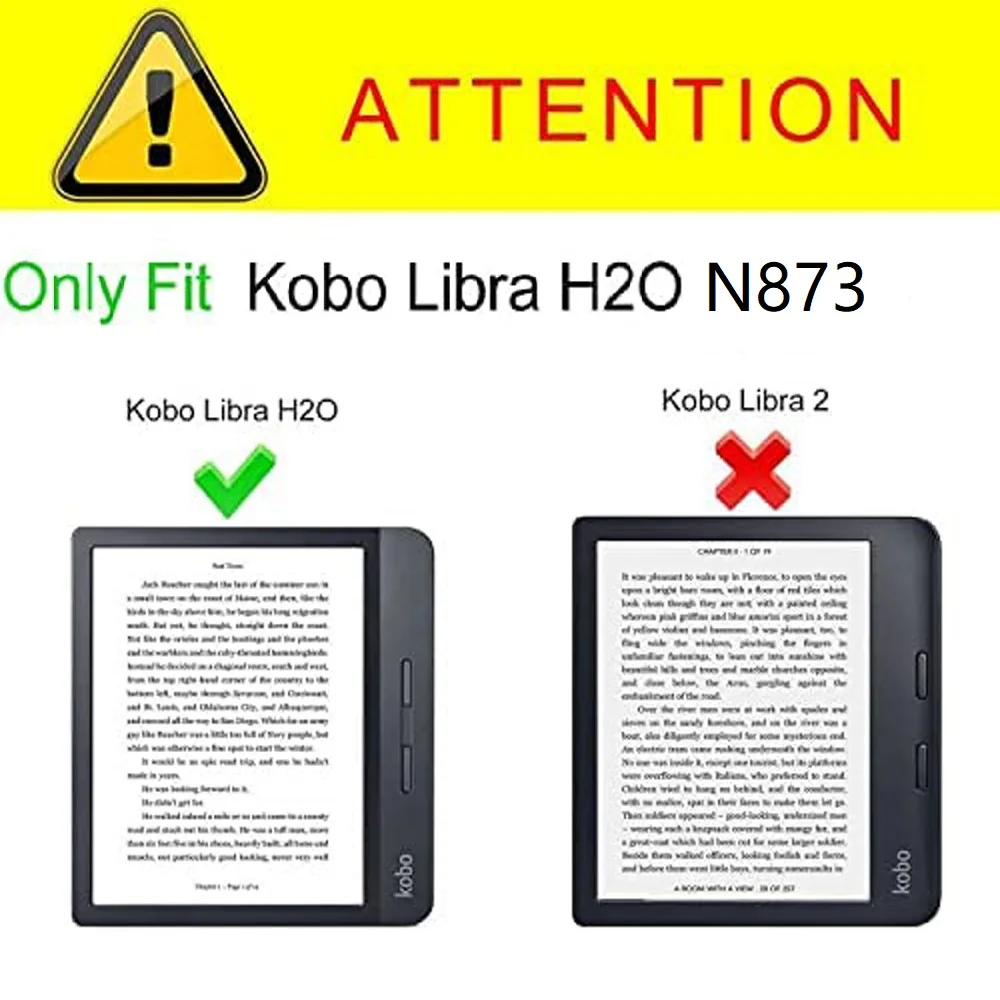 Case for 7-inch Kobo Libra H2O (Model: N873) / Tolino Vision 5 E-Book Case Cover, Ultra-Thin PU-Leather Hard Shell Case