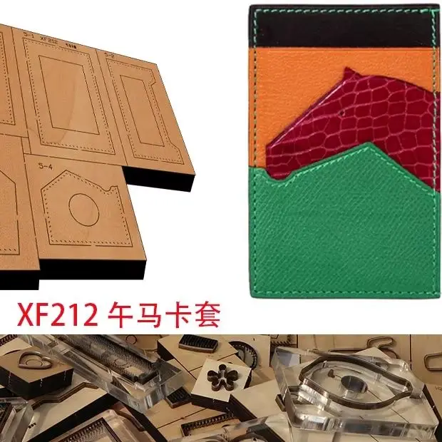Horse-pattern card pack cutting mold, leather cutting tool, hand cutting knife, Japanese steel knife wooden mold tool