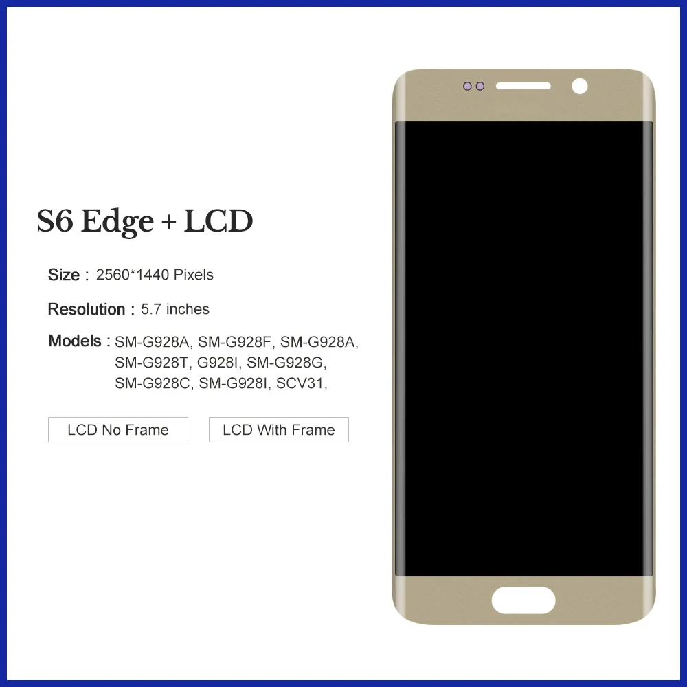 LCD Amoled testato al 100% per SAMSUNG Galaxy S6 Edge Plus G928G Display LCD Touch Screen Digitizer Assembly Display monolitico