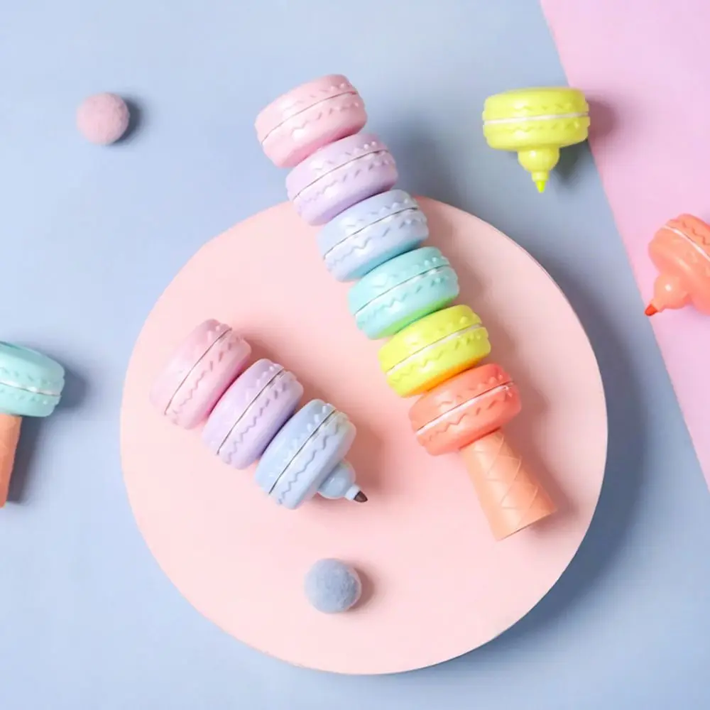 

Cute 6 Color Highlighter Creative Kawaii Student Stationery Detachable Macaron Fluorescent Pen