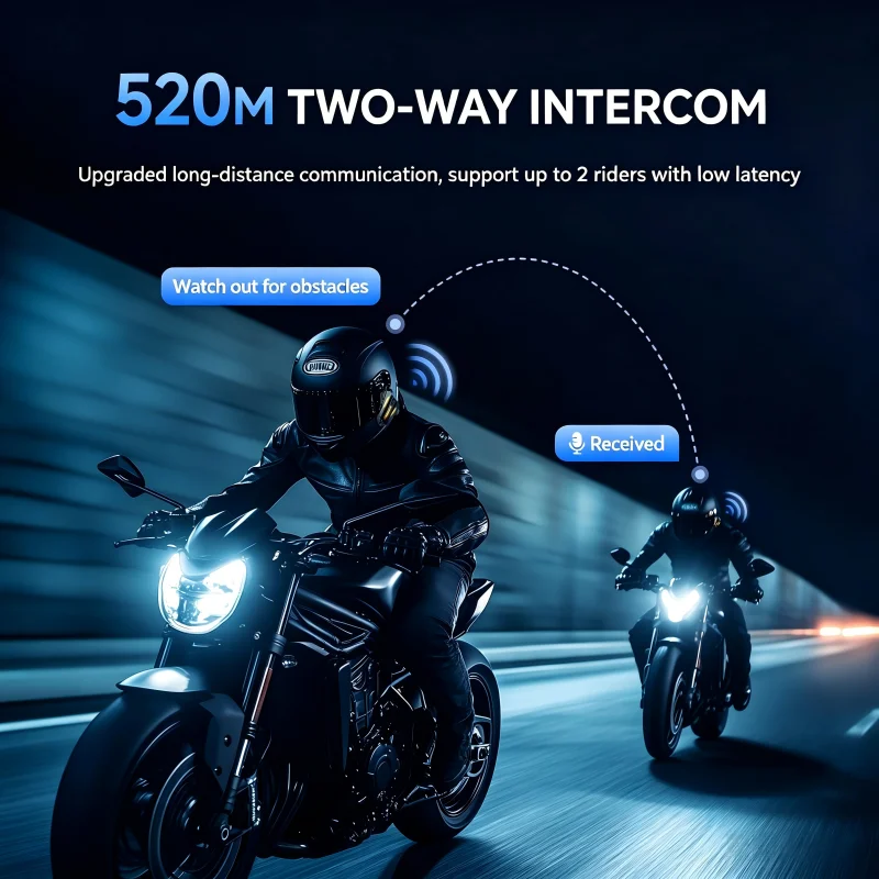 RGB Motorcycle Helmet Bluetooth Headset V6.0 Multi‑Rider Intercom Helmet Headphone Cool Ambient Light Wireless Riding Interphone