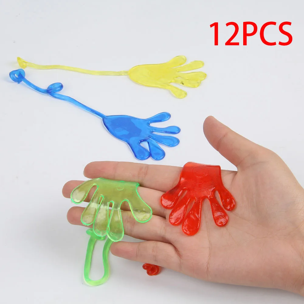 12 個楽しい壁にしがみつく粘着ハンド伸縮粘着おもちゃ Trp ソフト接着剤弾性小さなおもちゃ子供の誕生日パーティーの記念品に最適