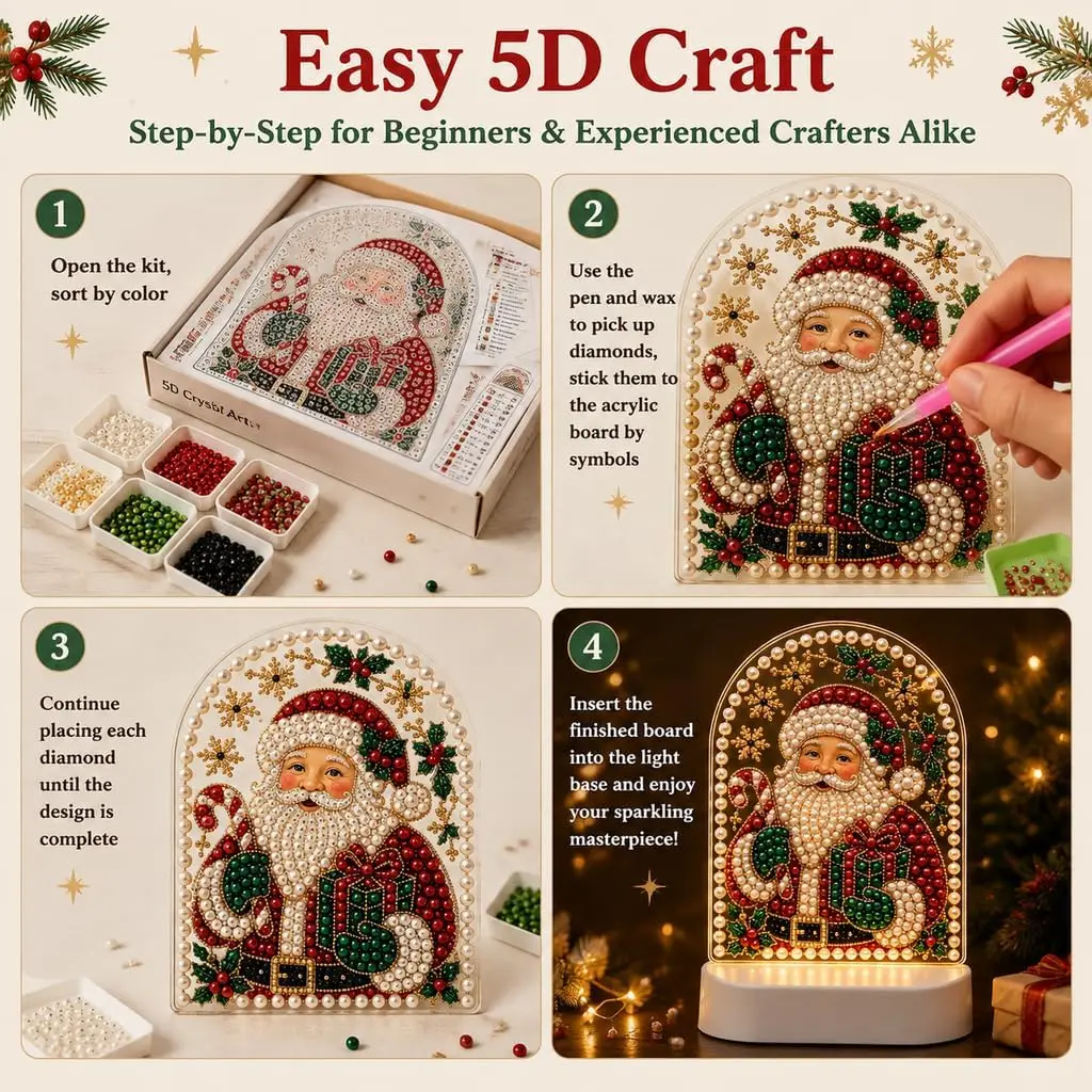 Giraffe DIY Diamond Art Kit With LED Base Pearl Beads for Beginners Glowing Decor for Bedroom Christmas Gift for Teens