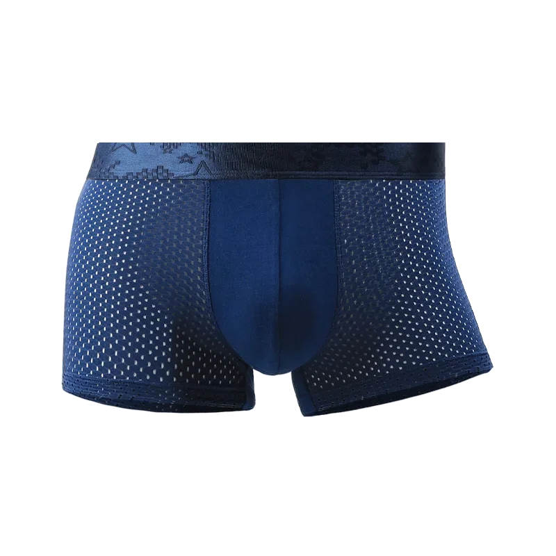 5 قطع من الملابس الداخلية للرجال ذات الشعار الشعبي من الحرير الجليدي هي شورت صيفي رقيق يسمح بمرور الهواء، شورتات بوكسر ذات طابع شخصي في الصيف