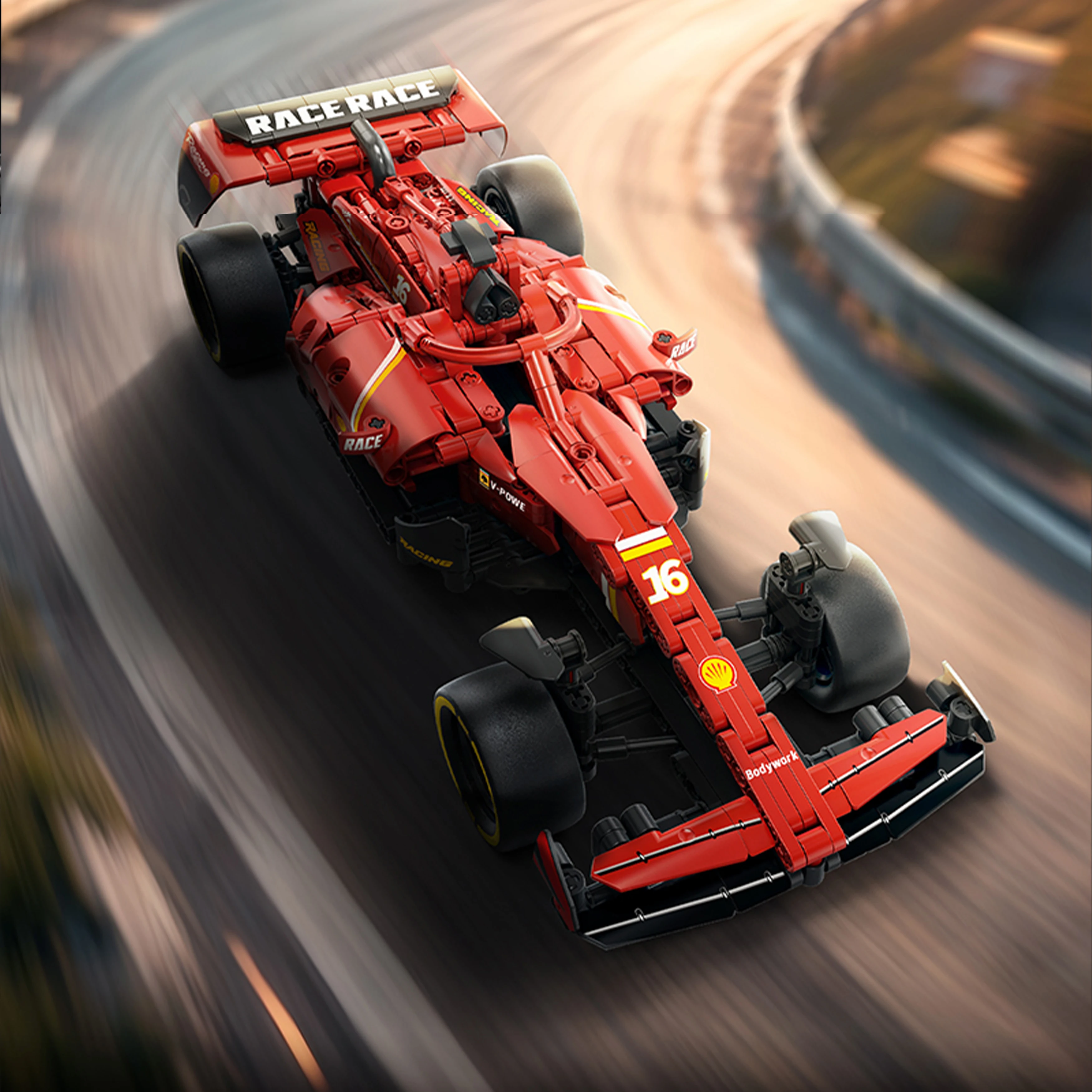 500-700 + قطعة التراجع F1 سباق السيارات بنة عدة المنقولة سرعة سيارة لعبة البناء نموذج هدية للأصدقاء واللاعبين