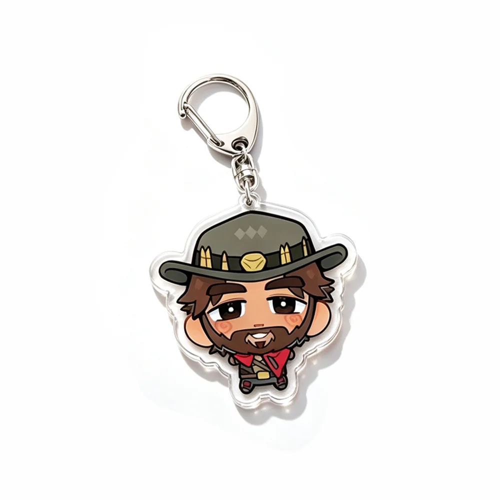 for Overwatch Game Peripheral Cassidy McCree Zenyatta Hanzo D Va Acrylic Keychain Cartoon Cute Decoration Pendant Festival Gift view 2