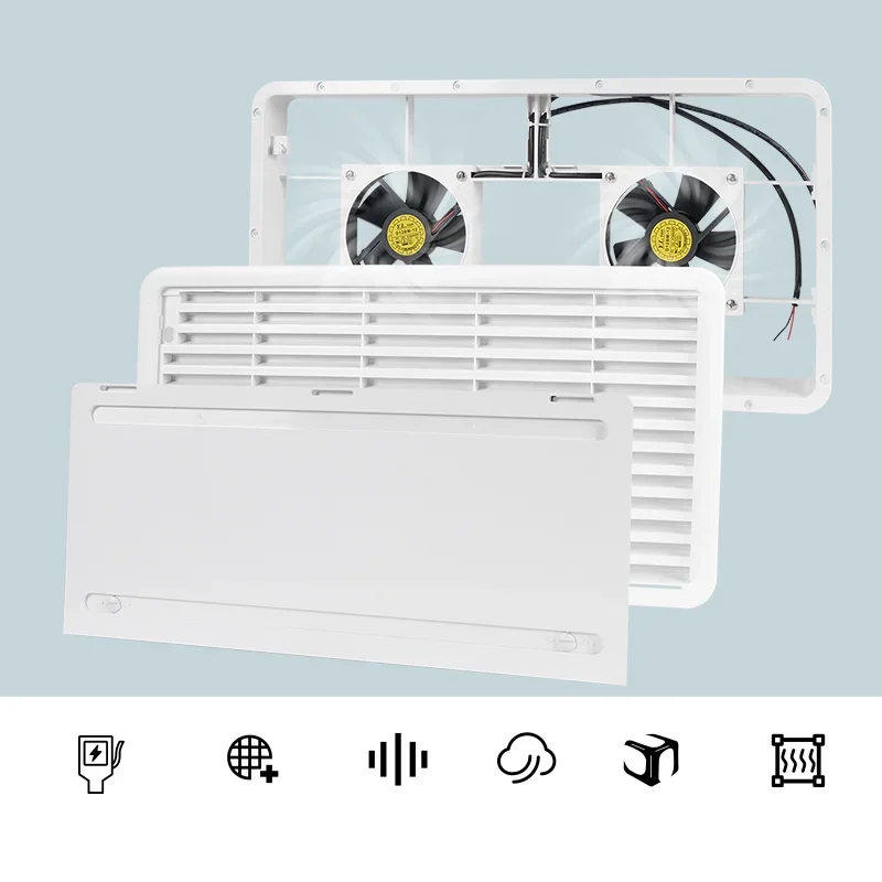 

12V Side Vent Exhaust Fan 2-Way Inlet Outlet Air Blower for Trailer Caravan Yacht - Mounting Ventilation Fan