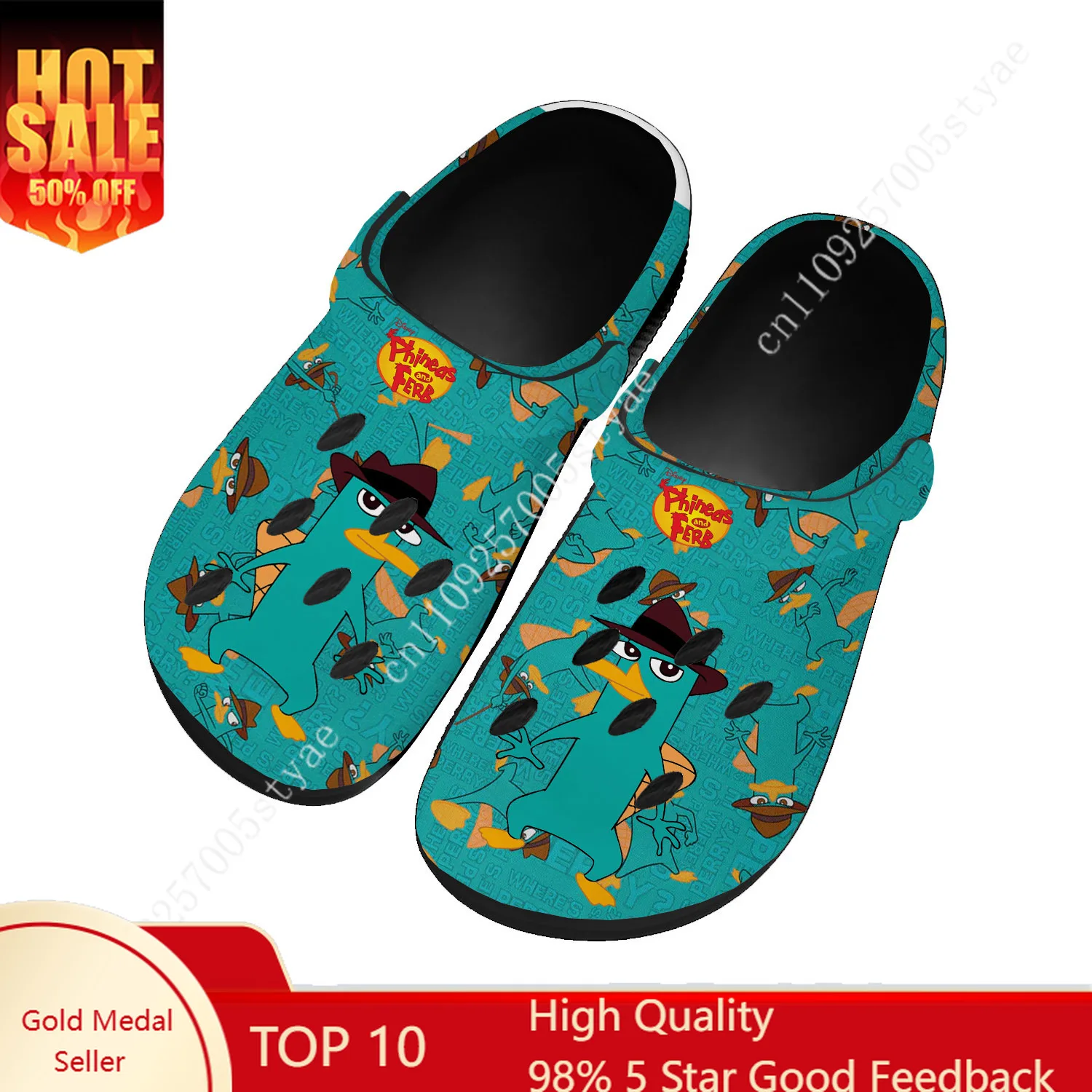 

Disney Perry the Platypus Water Shoes Mens Womens High Quality Fashion Home Garden Clogs Custom Sandals Beach Hole Slippers