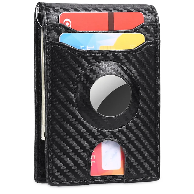 Billeteras para hombre con bloqueo RFID, rastreador de AirTag, tarjetero fino con posicionamiento, monedero con Clip para dinero, billetera de negocios de cuero PU para hombre