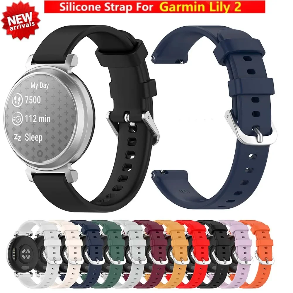 NEW 14MM Silicone Band for Garmin Lily 2 Lilac/wavy White/Roland Purple Origin Silicone Sport Band Strap for Garmin Lily 2 watch