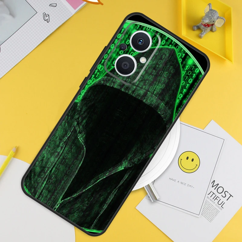 Hacker Binary Matrix Rain Cover For OPPO Reno 8 Lite 10 7 6 5 4 3 2Z 4Z 5Z 8T OPPO Find X3 Neo X5 X6 Pro X2 Lite Case