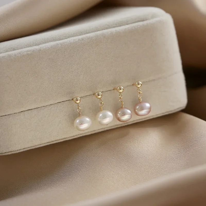 Minar أنيقة الباروك المياه العذبة اللؤلؤ القرط مطلية بالذهب النحاس طويل استرخى أقراط للنساء فتاة بيان مجوهرات الزفاف #5