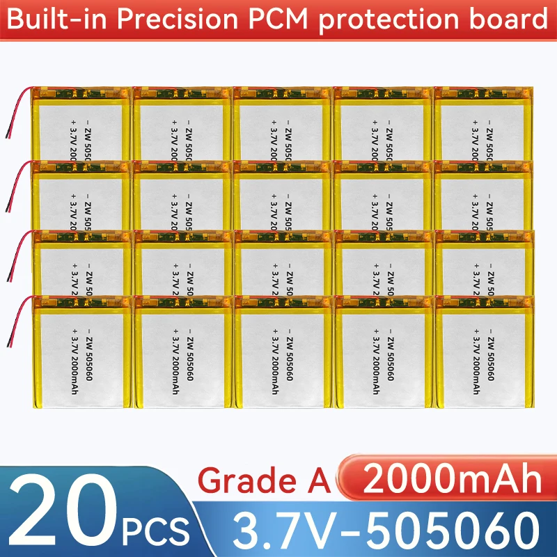 505060 3.7V 2000mAh Rechargeable Lithium Li-ion Polymer Battery For Interphone Bluetooth Speaker PDA POS GPS Explay M43HD 605060