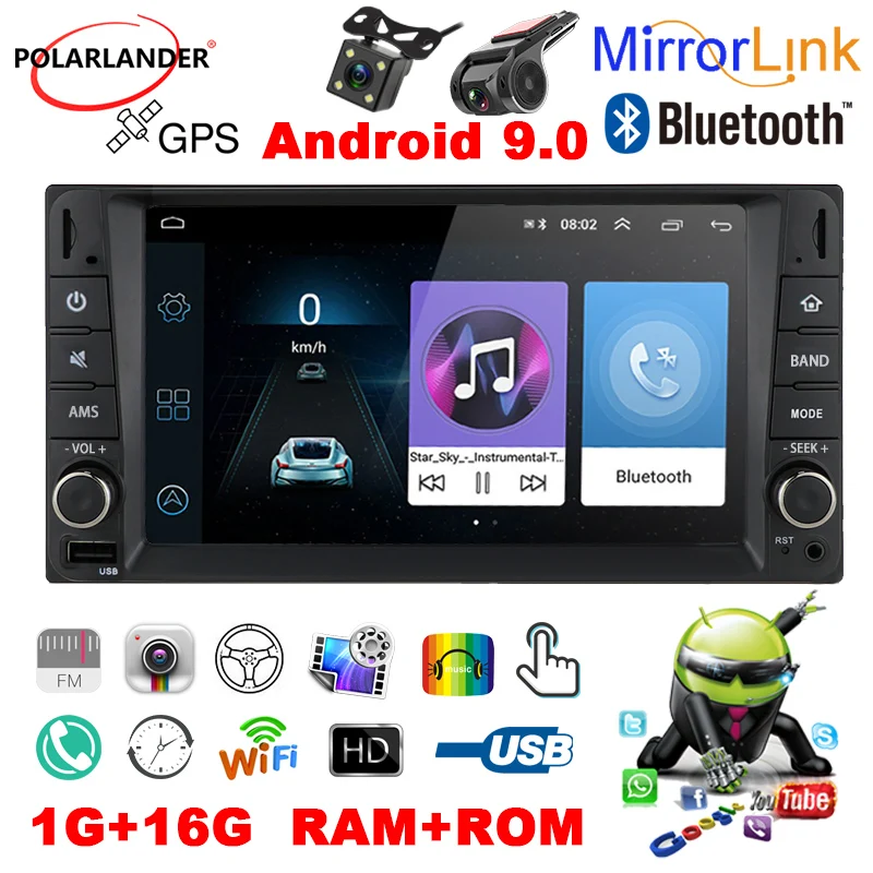 

7 Inch Car Player Capacitive Touch Screen 2 DIN Wifi MP5 IOS / Android MirrorLink USB FM GPS Bluetooth for Toyota(2001-2008)