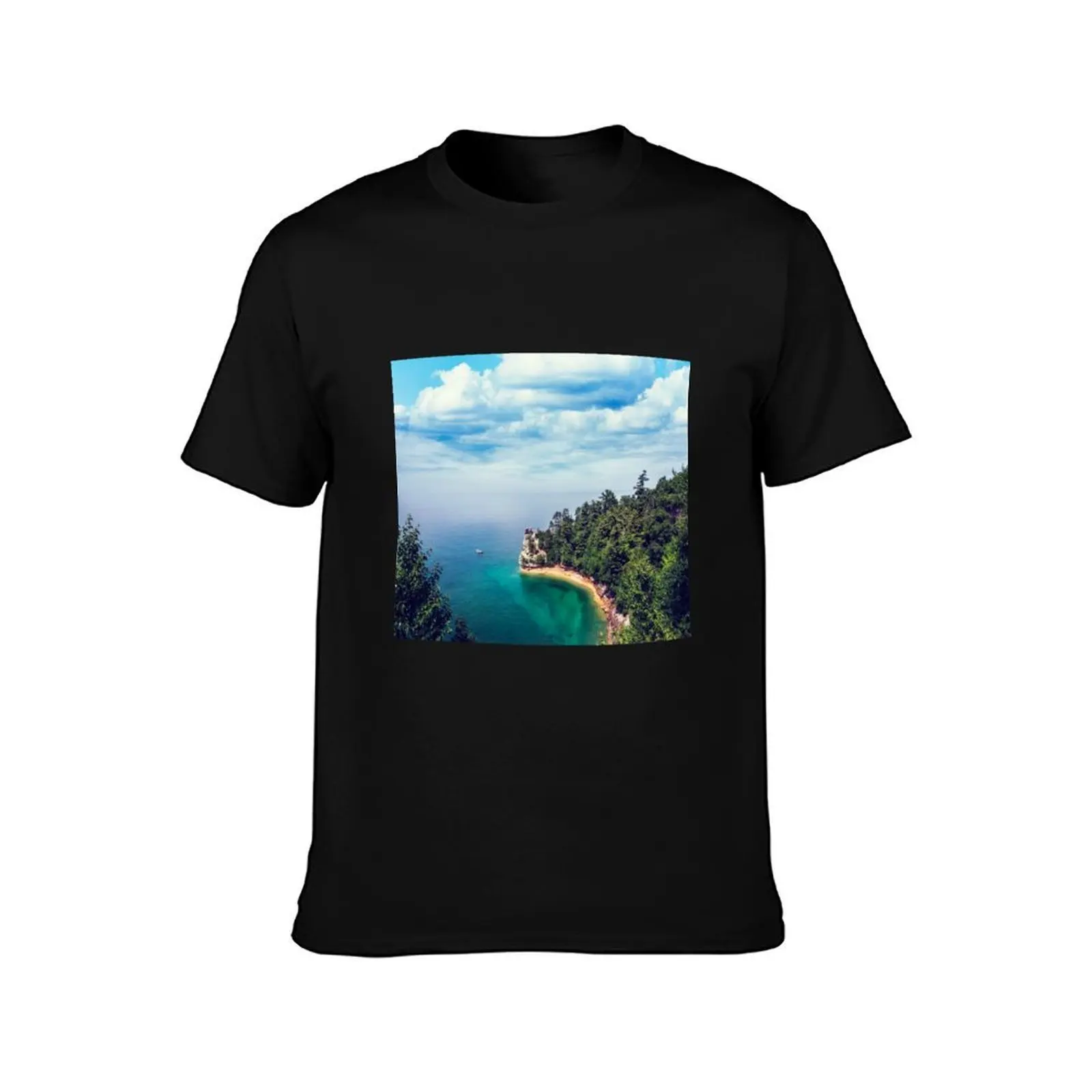 Miners Castle rock formation T-Shirt, Summer Casual Cotton Tee, Oversized Streetwear Tops, Vintage Graphic Print, 100% Cotton
