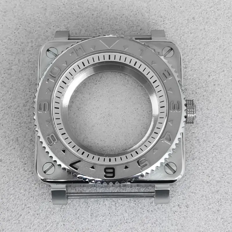 42mm Silver Square Watch Cases Sapphire Glass Fits NH35 NH36 7S Movements 28.5mm Dial Waterproof Watch Repair and Replace