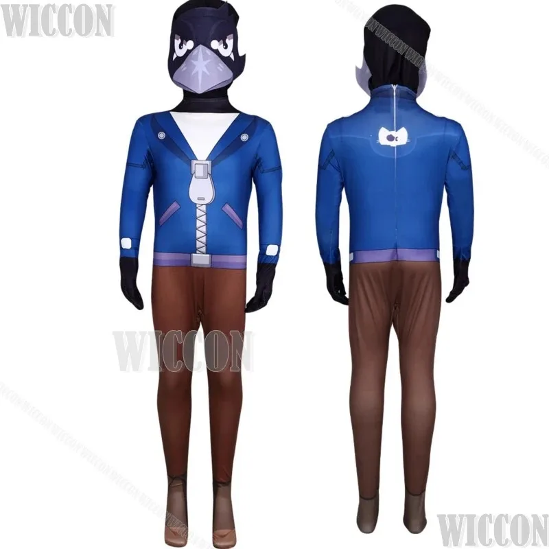 

a7d@Spike Leon Crow Cosplay Costume Stage Show Cosplay Halloween Party Game Jumpsuit Cartoon Clothes Zentai Roleplay Mask Full S
