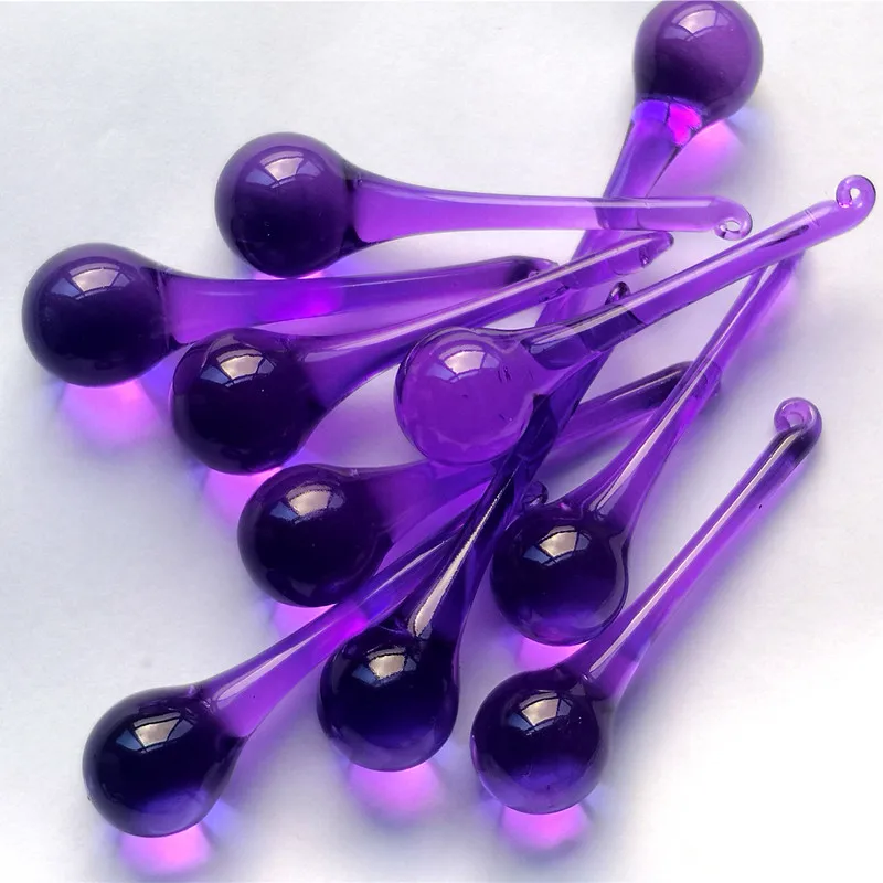 20 pz 20x80mm vetro viola scuro lampadario pendenti lampadario goccia di pioggia prismi ornamenti appesi decorazione festa di casa + anello gratuito