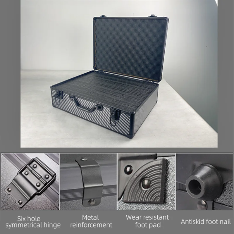 Portable Carbon Fibre Tool Box Shockproof Safety Equipment Instrument Box Hard Case Sponge Hardware Tool Case Aluminum Case