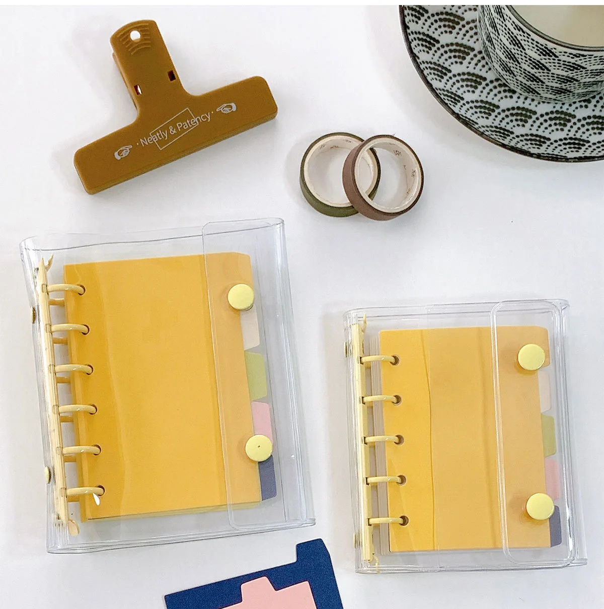 M5A7 Loose-leaf Binder with Pearl Paper, Divider Sheets, Journal Index Pages, Bookmark Inner Pages, File Folders  Notebook