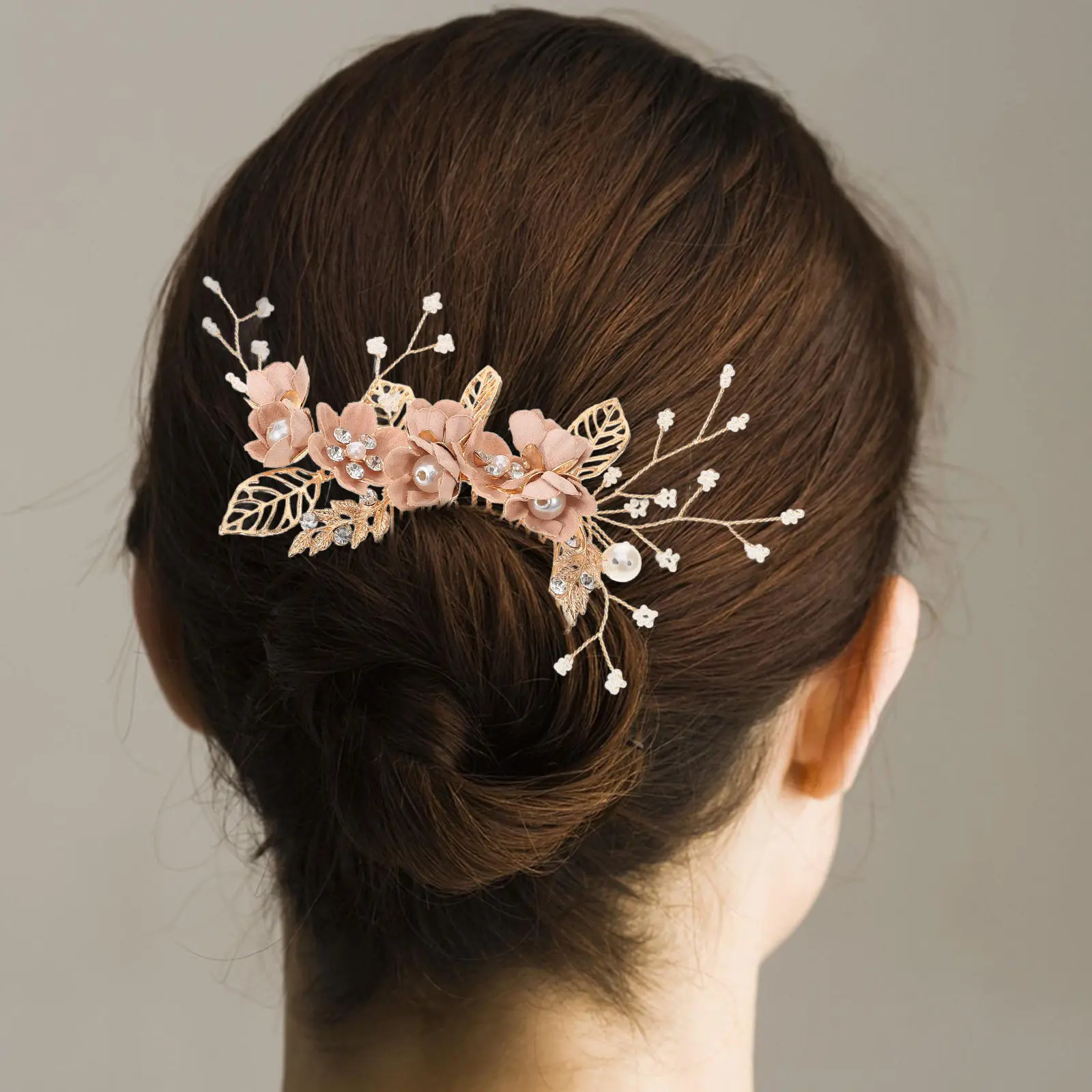 Wedding Hair Comb Set 4 Piece Bridal Pearl Rhinestone Alloy Headpiece Side Combs for Brides and Special Events