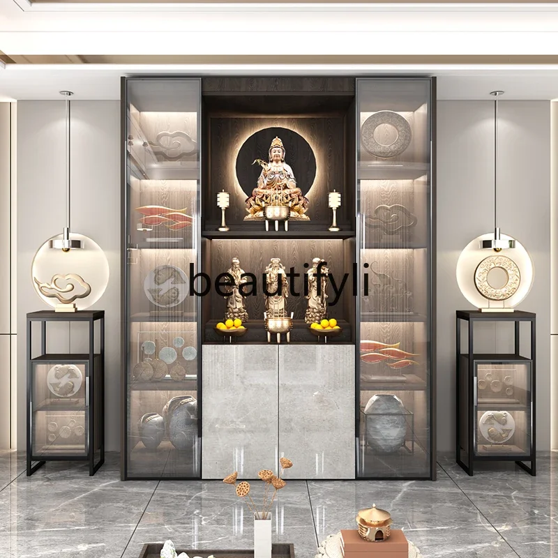 

ssK178 household small Guanyin Bodhisattva Buddha statue cabinet, offering bar case public relations statue display table, solid