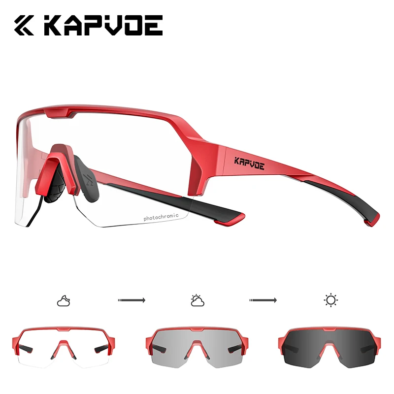 KAPVOE Neue Photochrome Sportbrille Nachtreitausrüstung MTB Fahrrad Racing UV400 Fahrradbrille Outdoor Camping Maske 10