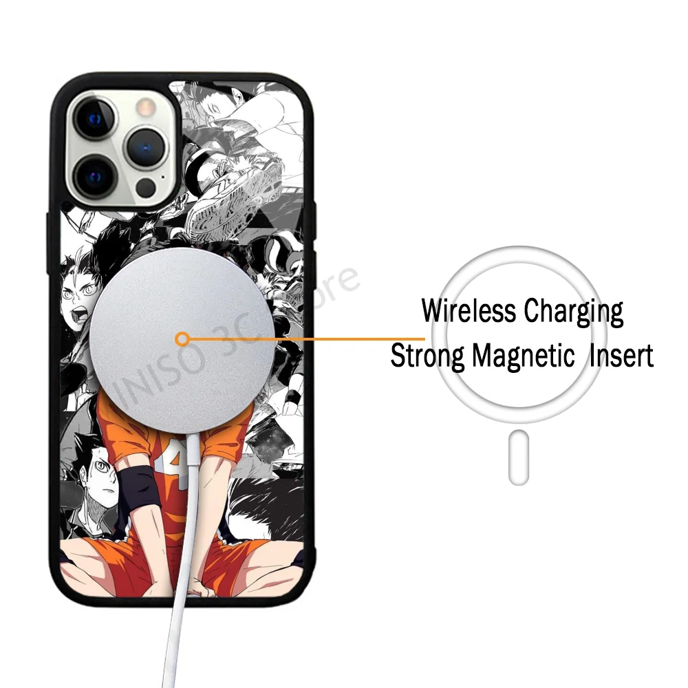 Japan Anime Volleyball Boy Haikyuu Phone Case Strong Magnetic For IPhone 15 14 13 Pro Max 11 12 Mini For Magsafe