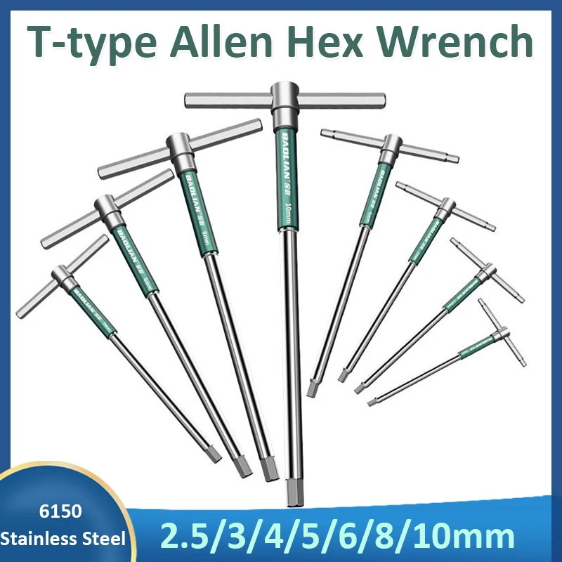 2.5/3/4/5/6/8/10mm T/L Torx Screwdriver T Type Allen Hex Wrench Chrome Spanner 6150 Stainless Steel T-Socket Wrench Hand Tools