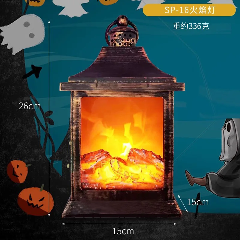 Light Decoration Ornament Fireplace Halloween House Decoration Props LED Electronic Wall Hanging Brazier Simulation Flame