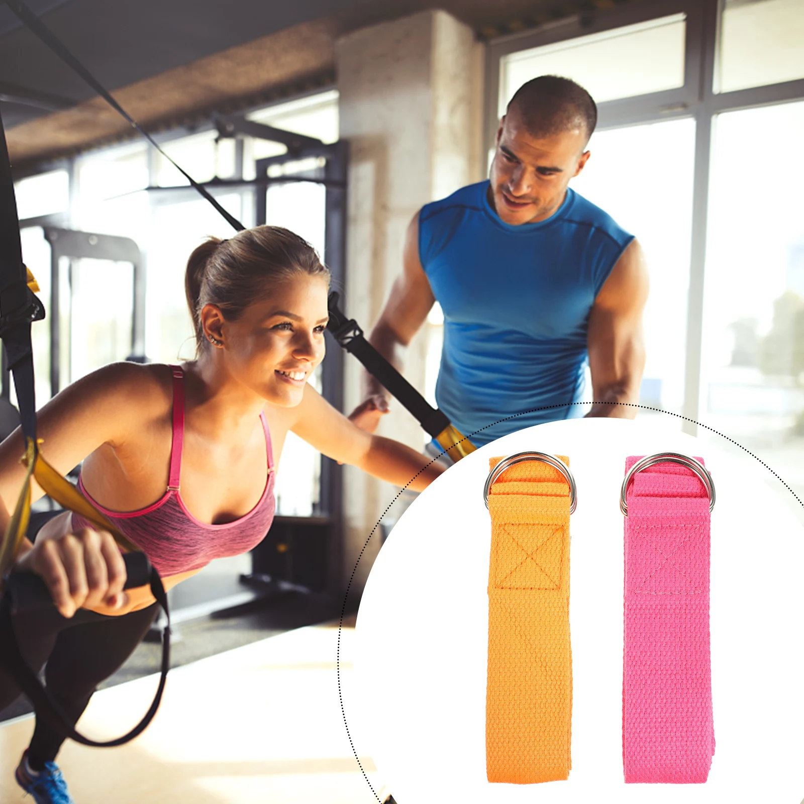 

2Pcs Yoga Stretching Belt Fitness Rope Nonelastic Workout Belts Iron Material Body Shape Building Stabilize Posture