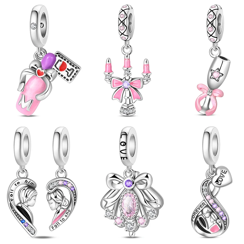 S925 Silber Überzogene Romantische Ewige Liebe Anhänger Charms Perlen Fit Original Armband Feine DIY Valentinstag Schmuck Geschenke