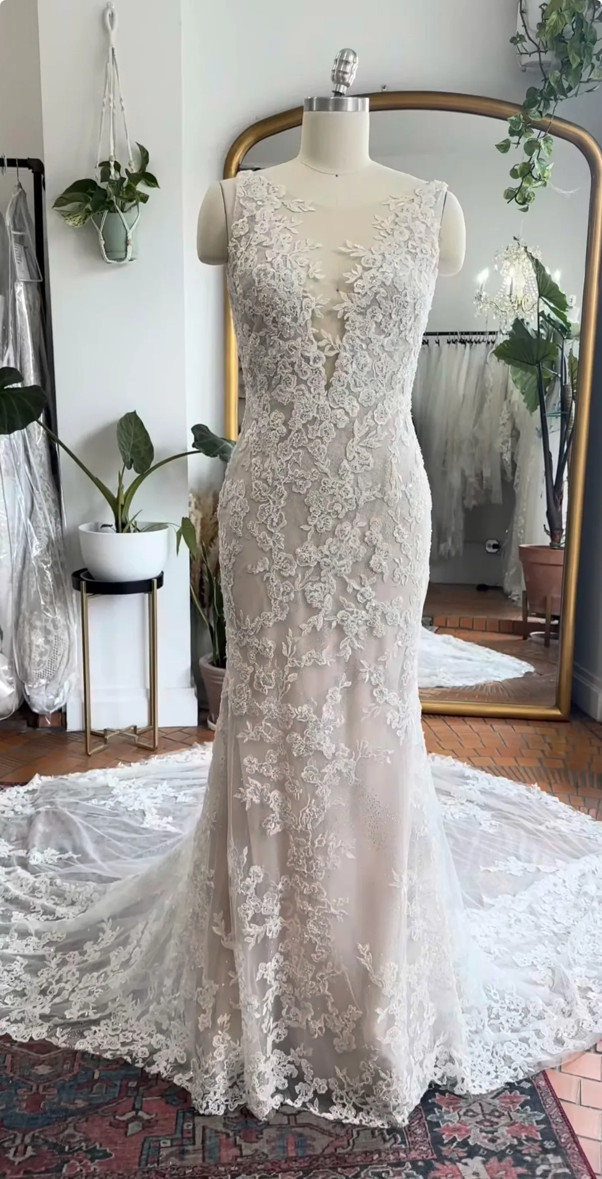 

Индивидуальное свадебное платье 2026 года, новое, элегантное, фасон «русалка», с круглым вырезом, без рукавов, с кружевными аппликациями, жемчугом и пайетками, Vestido De Noiva