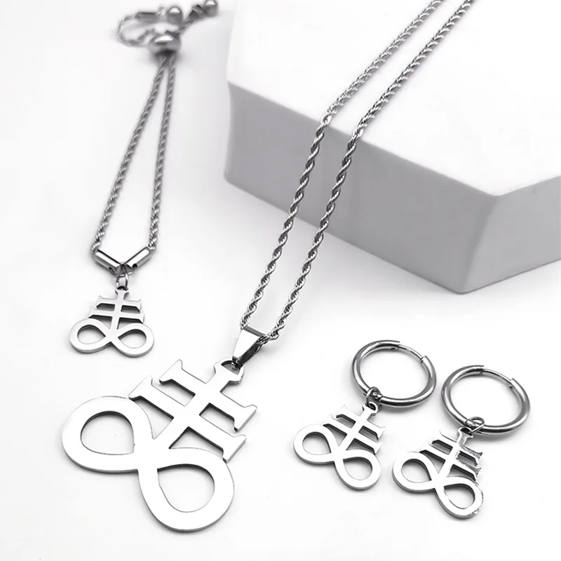 Women's Stainless Steel Satan Cross Jewelry Set