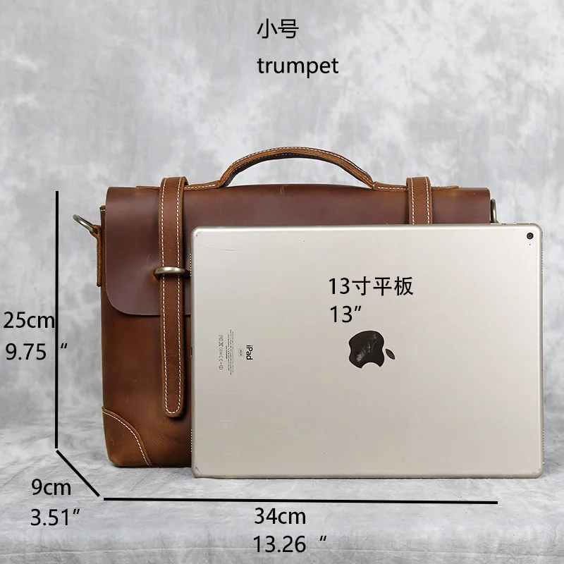 Retro Leder herren Handtasche Top Schicht Rindsleder Aktentasche Crazy Horse Leder Messenger Schulter Große Kapazität Computer Tasche NZPJ – Detail 3