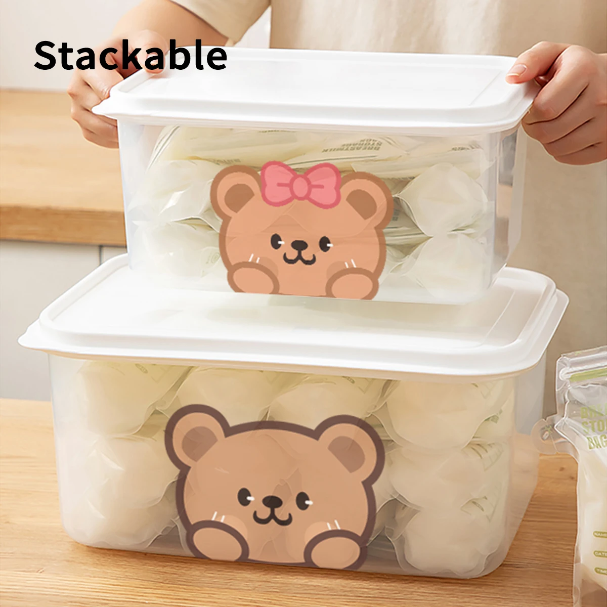 WORTHBUY Transparent Food Storage Box Breast Milk Cooler Box Refrigerator Food Keeper Sealed Breast Milk Fresh-keeping Box