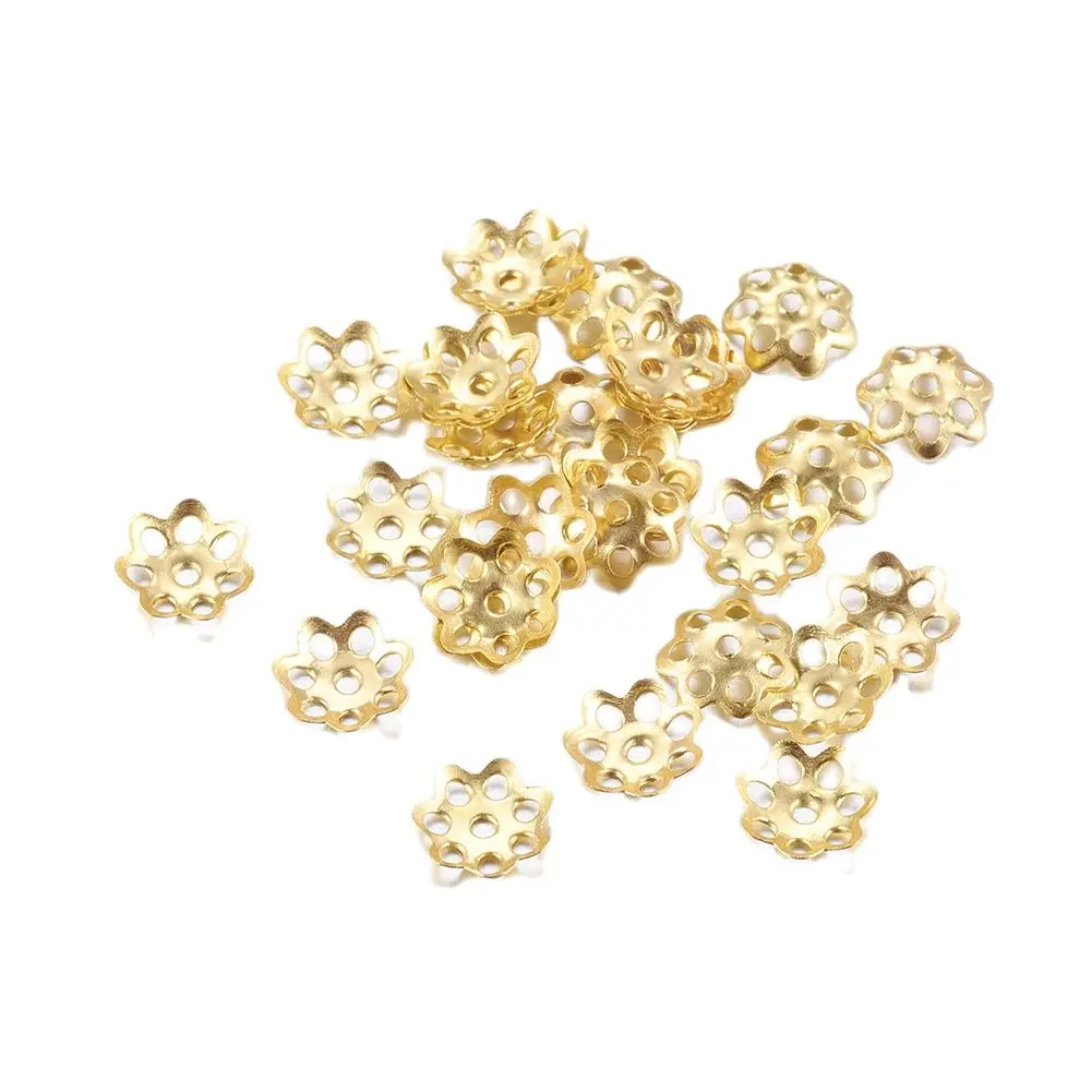 20g Golden Silver Color Multi-Petal 6mm Flower Bead End Caps For Jewelry Making Needlework Spacer Bead Caps DIY Accessories