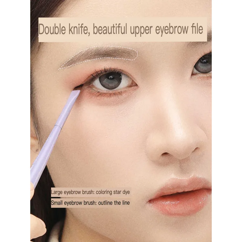 Guo Xiaoniu Eyebrow Brush, Double-headed Animal Hair Angled Eyebrow Powder Eyebrow Glue, Ultra-wide And Ultra-thin Blade Brush