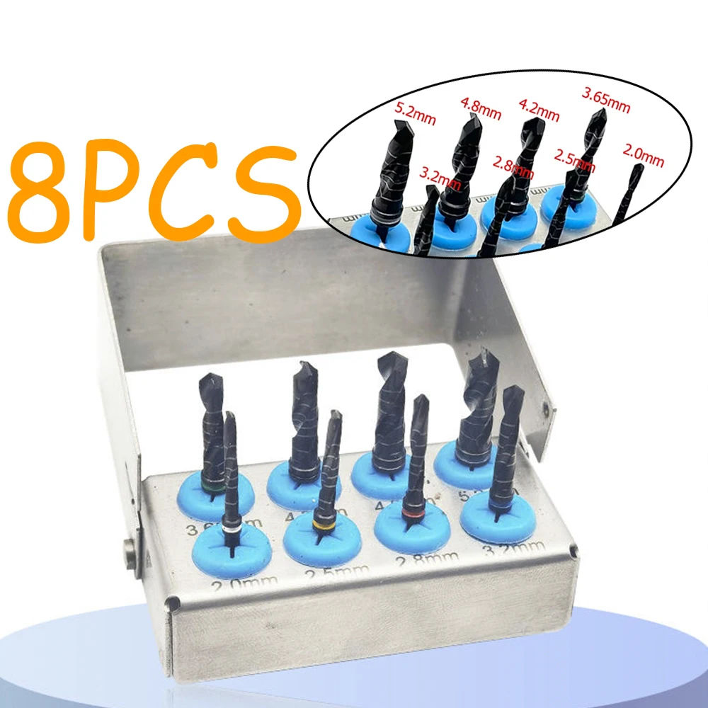 

Dental Implant Surgical Drill Kit 8Pcs Titanium Coated Lance Drills for Precision Bone Preparation Maxillary Sinus Lift Tool Set