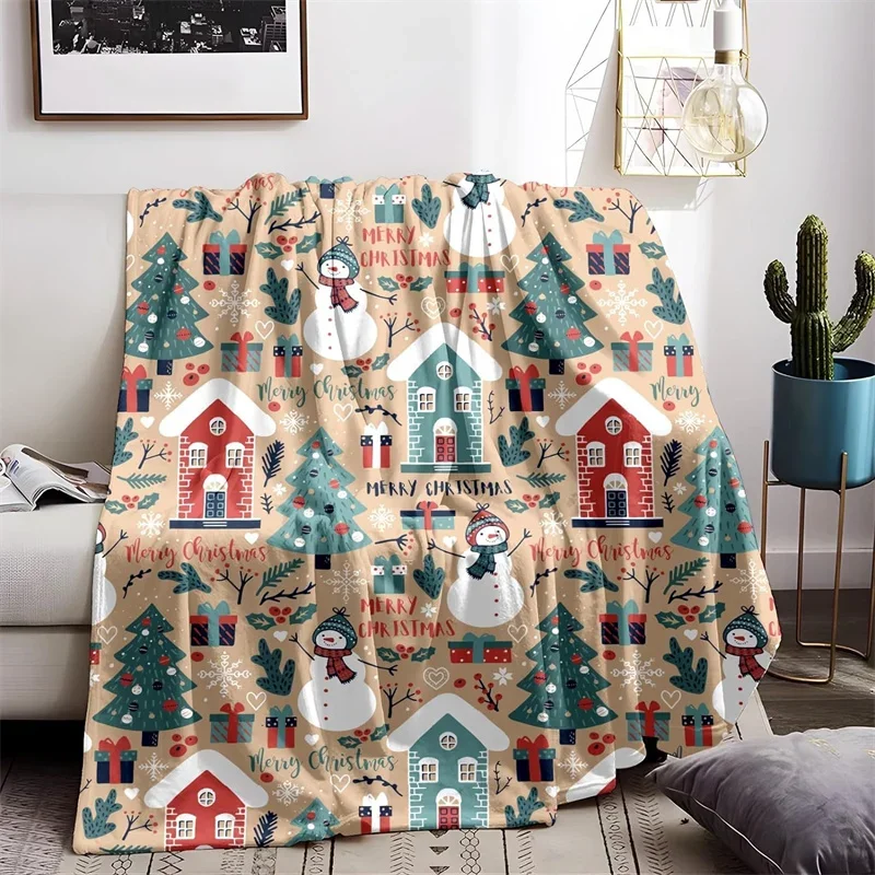 Christmas Throw Blanket Soft Plush Warm Winter Cabin Blanket Cozy Camping Blanket for New Year's Gift Winter Bedding Essentials