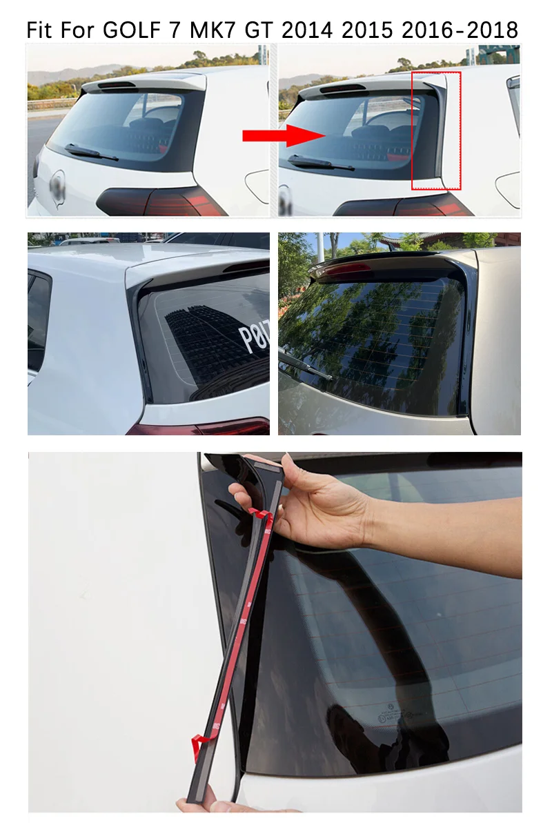 Fit Für VW Zubehör GOLF 7 MK7 GT 2014 2015 2016 2017 2018 Schwarz Hinten Fenster Seite Spoiler Flügel Trim 2 stücke – Detail 3