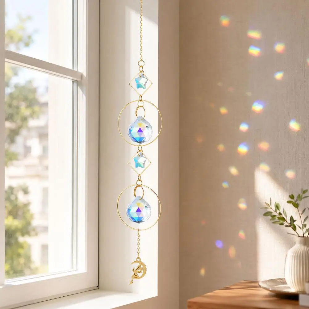 Three-layer Pendant Suncatcher Outdoor Sun Catcher Faux Suncatcher Window Hanging Colorful Prism Rainbow Maker Chain Pendant