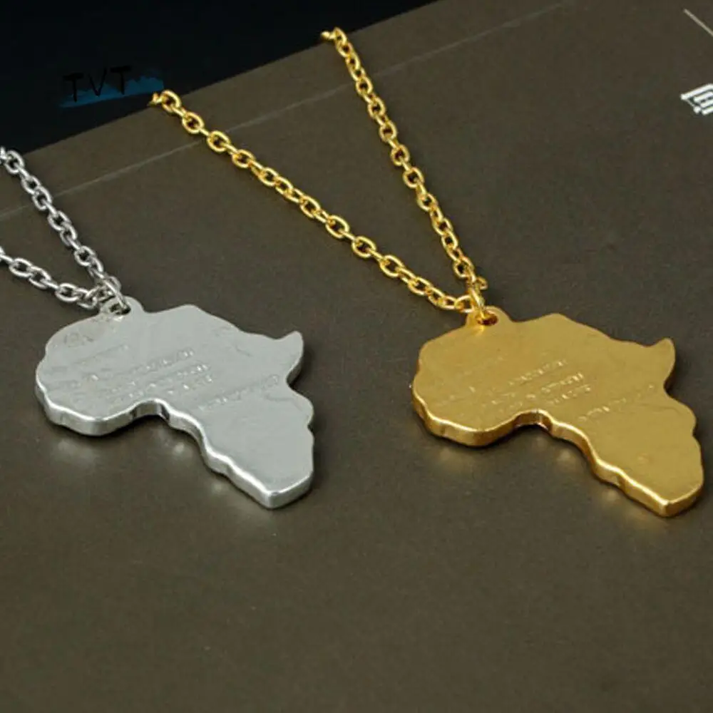 

Silver New Chain Country Jewelry Fashion Gold Necklace African Map Pendant