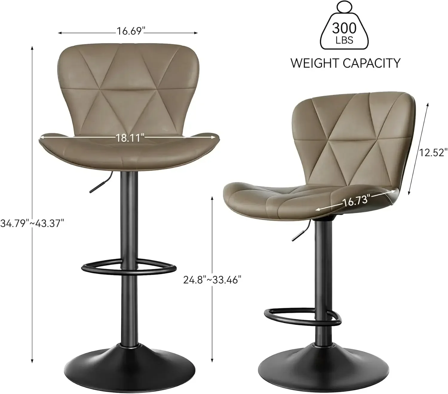 [Discounted Price!]BestsellerModern Bar Stools Set of 4, Adjustable Faux Leather Upholstered Swivel Bar Stools, Counter Height B