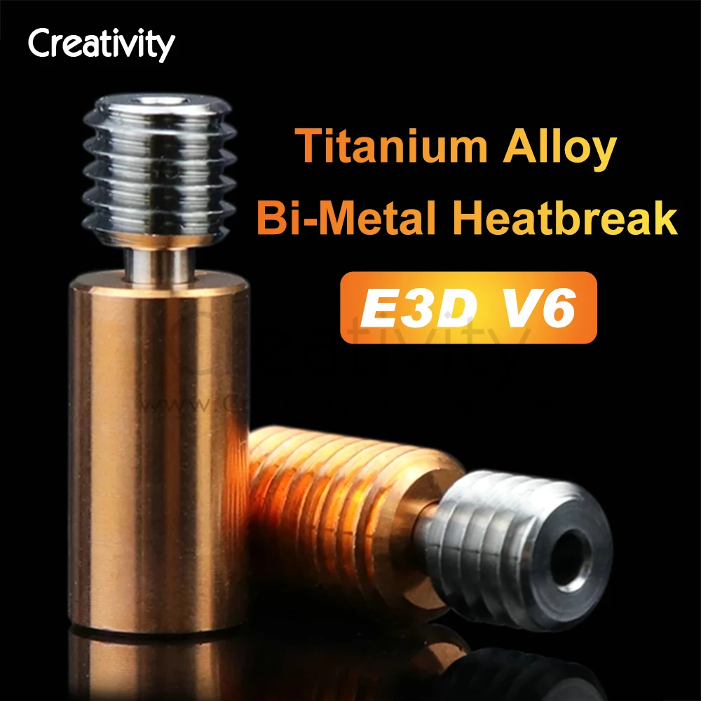 Newest V6 Titanium Alloy Bi-Metal Heatbreak For V6 HOTEND Heater Block For Prusa i3 MK3 Break 1.75MM Filament Smooth