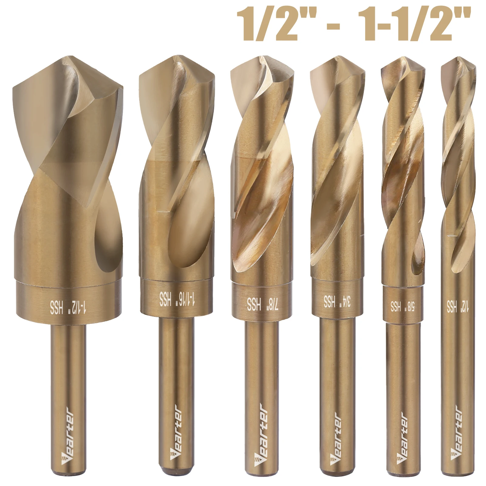 1-1/2\'\'  HSS M2  Quick Change Jobber  Cobalt Coated Twist Drill Bit with Wood/Metal Hole Cutter  1/2\'\' Round Shank Gun Drill Bit