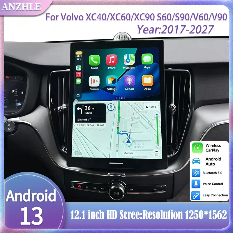 for CarPlay12.1inch Android13 radio smart screen Volvo XC40/XC60/XC90/S60/S90/V60/V90 with  GPS smart features multimedia player